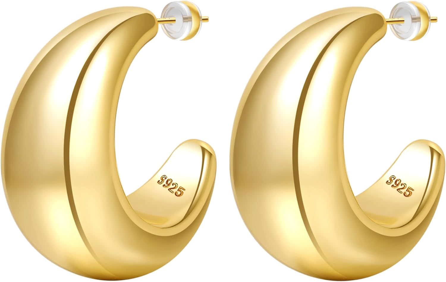 PABBEU WaterDrop Earring Dupes-Chunky Gold Hoop Earrings Lightweight 14k Gold Hoop Earrings Hypoa... | Amazon (US)