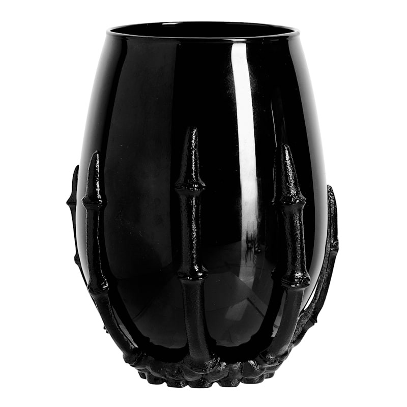 Eerie Estate Black Skeleton Stemless Wine Glass | At Home
