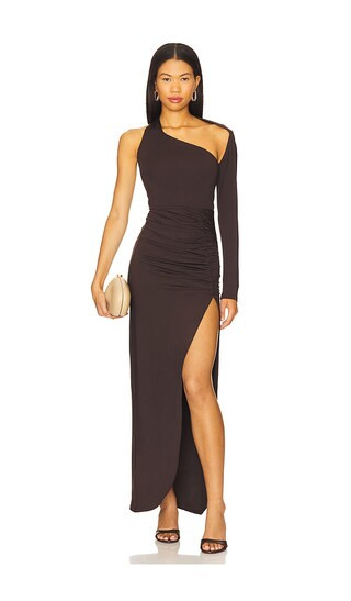 Romona Maxi Dress in Chocolate | Revolve Clothing (Global)