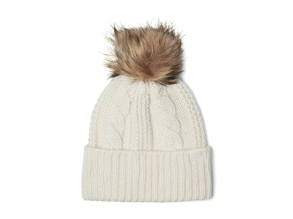 The North Face Oh Mega Faux Fur Pom Beanie Traditional Women's Hats White Dune, Polyester | Zappos