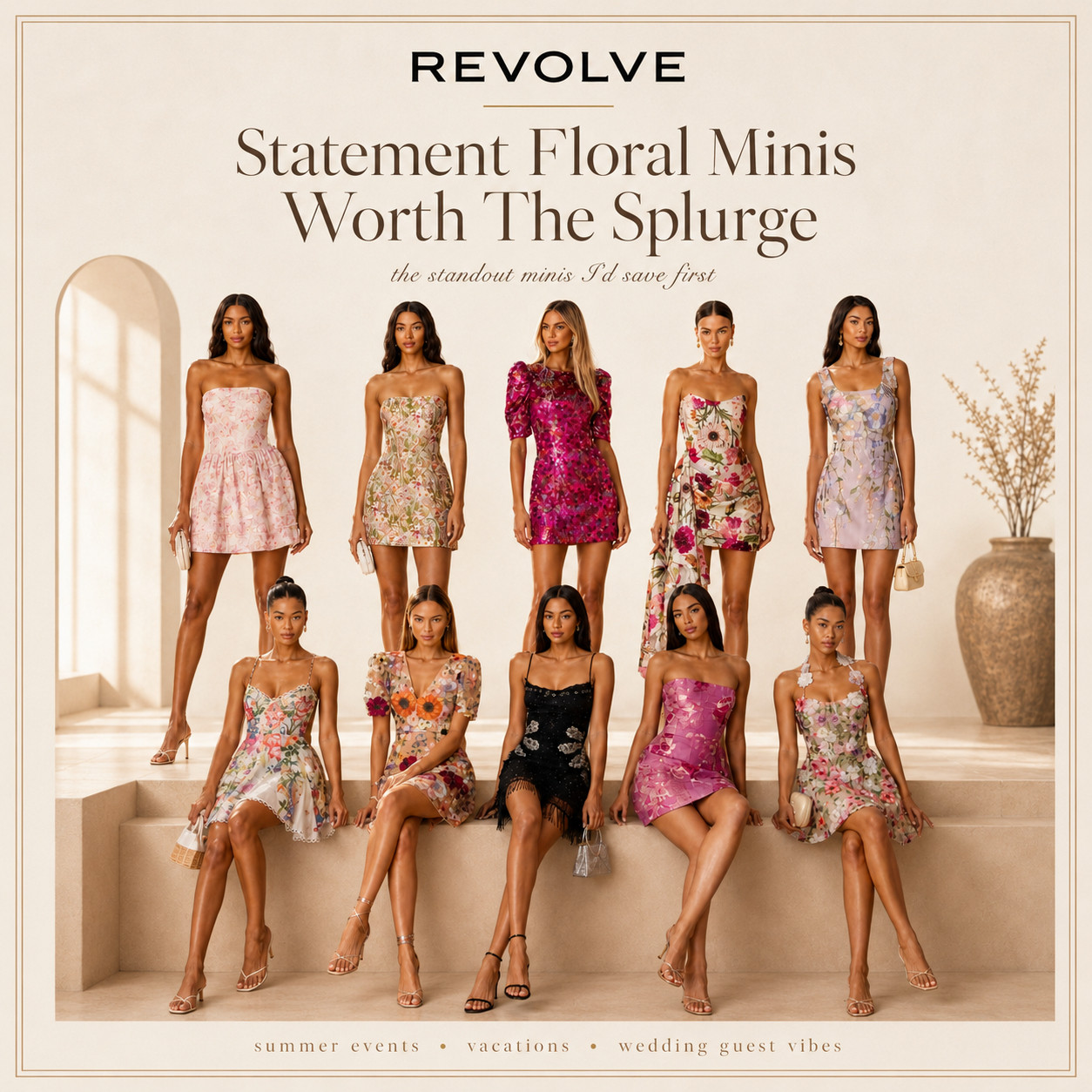 @Revolve Summer Chic | Floral Mini Event Dresses ☀️ 

REVOLVE Floral Minis That Look Like the Main Event!!

These are the dresses you buy when you want the outfit to feel expensive, feminine, and impossible to miss. 

The floral minis, soft pastel tones, structured fits, ruffle details, delicate straps, statement sleeves, and pretty event-ready silhouettes all give that “where did you get your dress?” energy without needing a ton of styling.

I’d save these first for summer weddings, bridal showers, graduation parties, birthday dinners, garden parties, vacation nights, resort dinners, brunch, bachelorette weekends, engagement parties, and any event where you want to look polished but still fun. 

These are not basic floral dresses — they feel elevated, photo-ready, and special enough to justify the splurge.

The best part is that you can style them so many ways: 
strappy heels and a mini bag for wedding guest vibes, sandals for vacation, gold jewelry for summer events, or a soft glam look for date night. 

If you have one of those “I need something really good to wear” moments coming up, this is the edit I’d start with. 💐✨

↓ Everything is linked!

#LTKSaleAlert #LTKPetite #LTKTravel