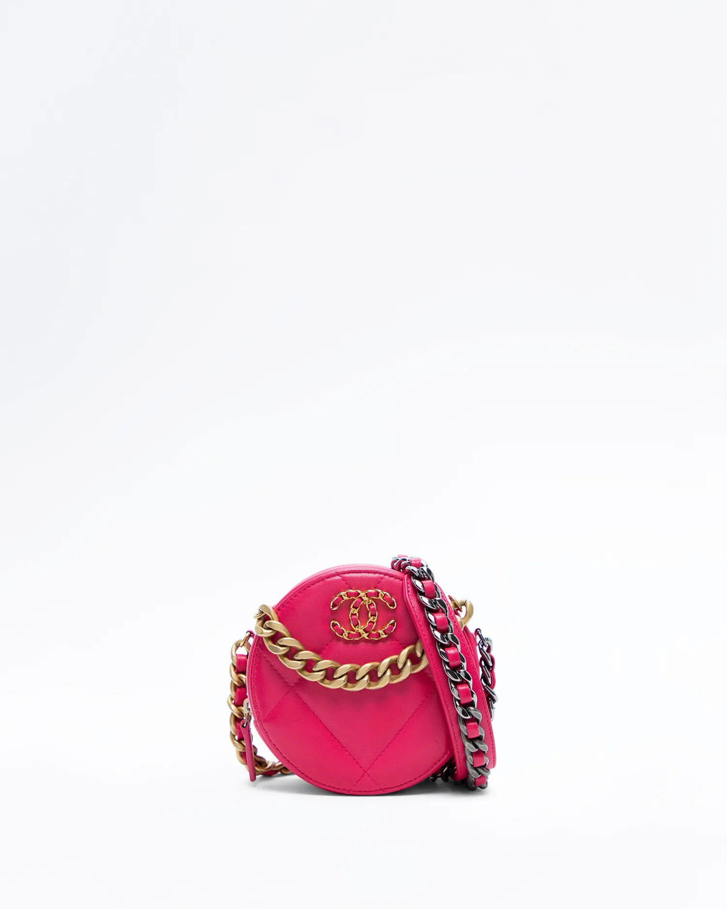 Lambskin Chanel 19 Round Mini Pouch | Vivrelle