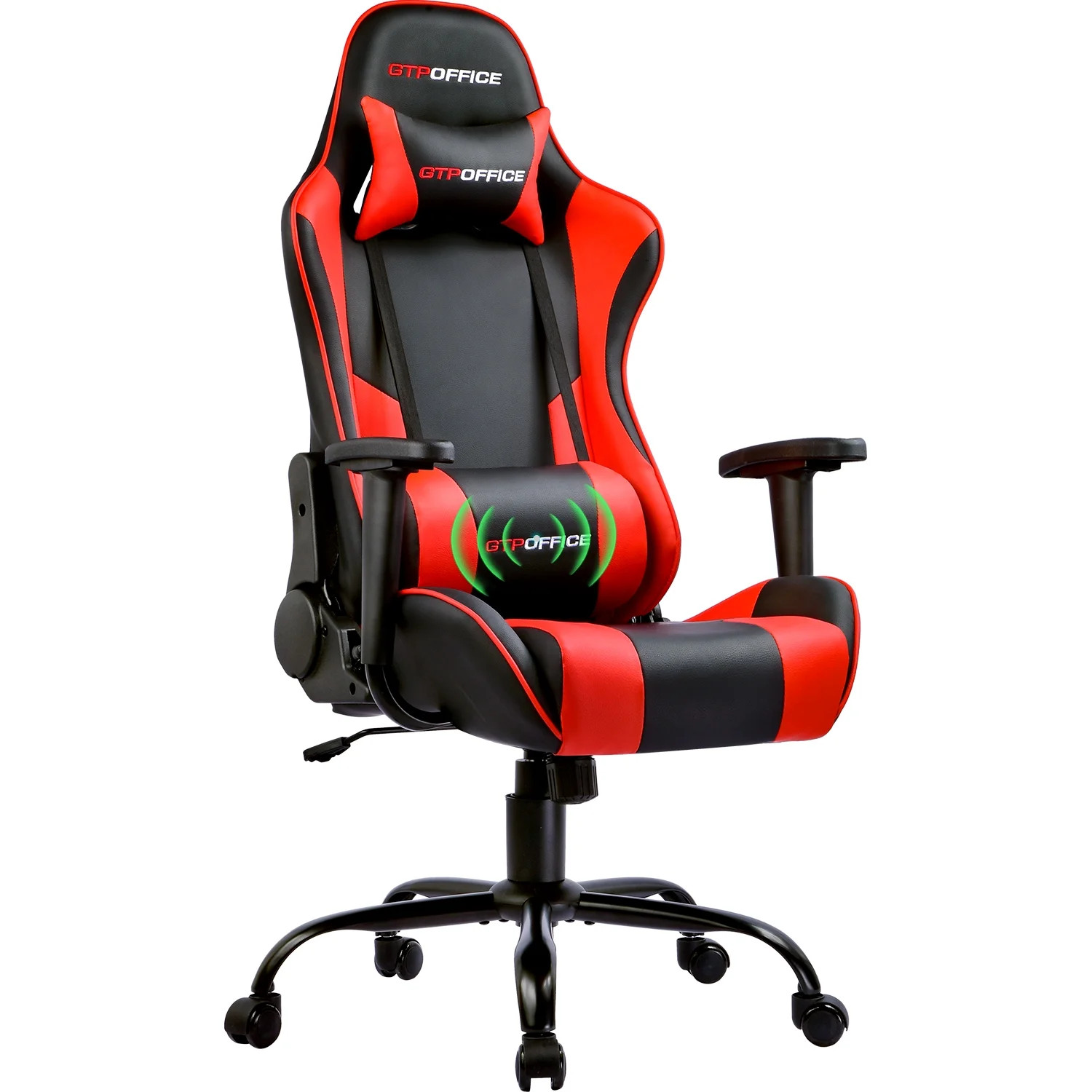 GTPLAYER Gaming Chair With Massage Leather Ergonomic Office  Chair,Red | Walmart (US)