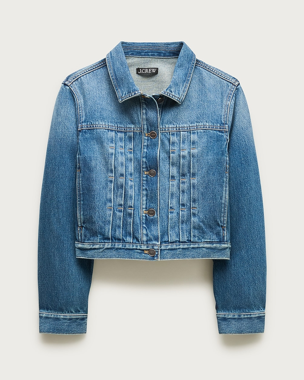 Cropped denim jacket with pintucks | J. Crew US
