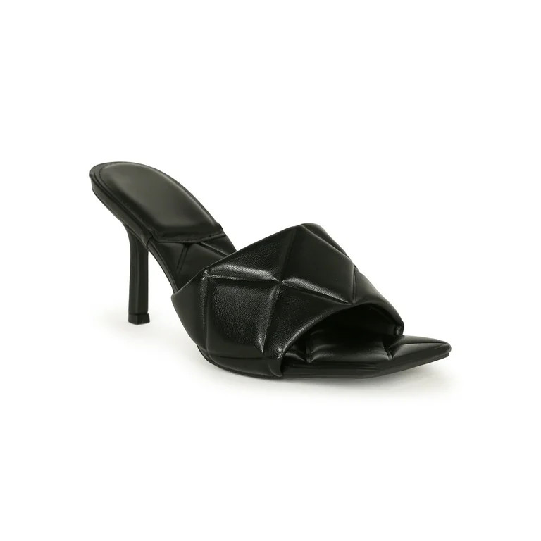 Women's Shoes Square Toe Padded Quilted Style Mule Heel 20626 - Walmart.com | Walmart (US)