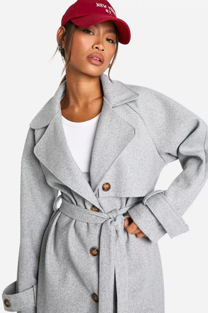 Wool Look Belted Coat | boohoo (US & Canada)
