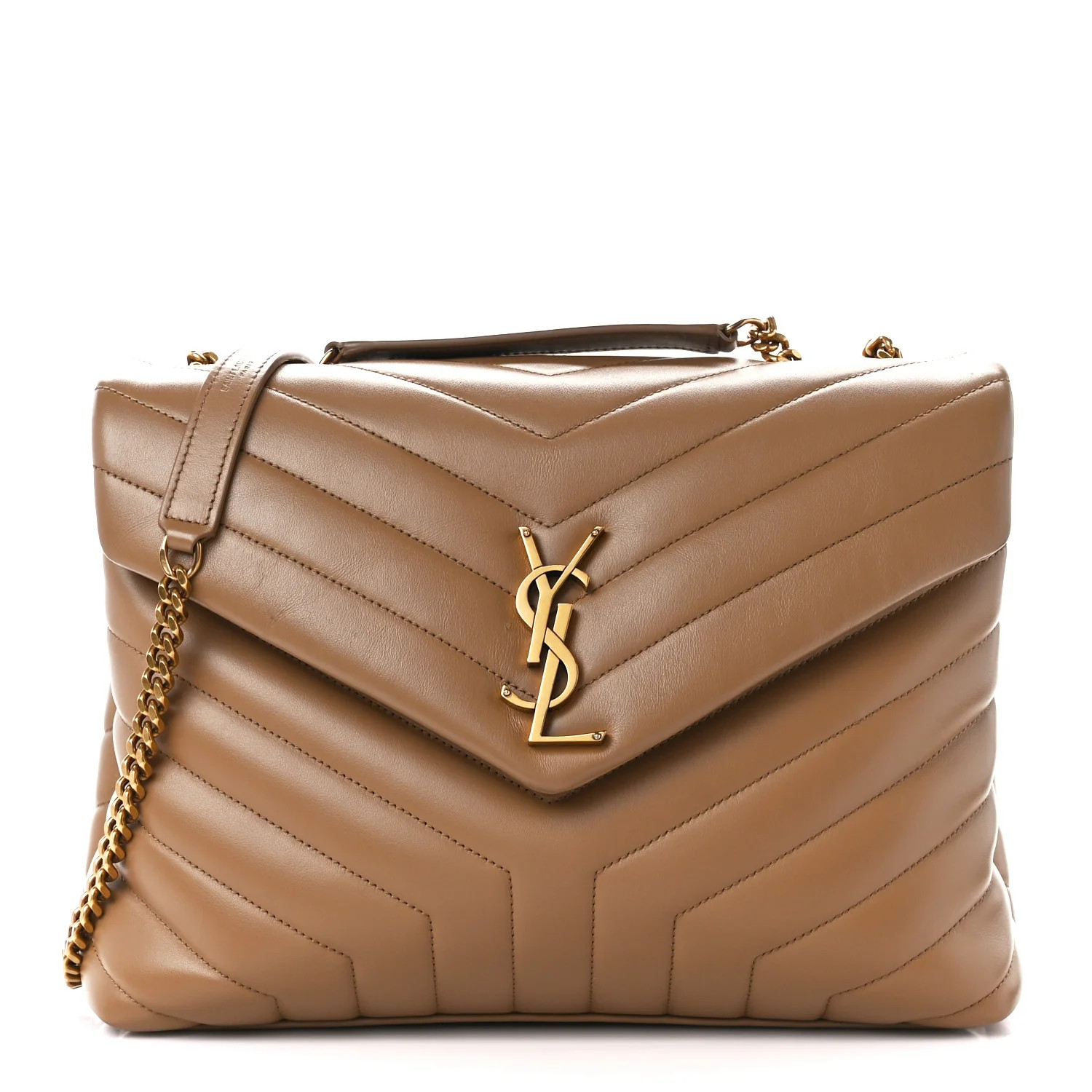 Calfskin Y Quilted Monogram Medium Loulou Chain Satchel Natural Tan | FASHIONPHILE (US)