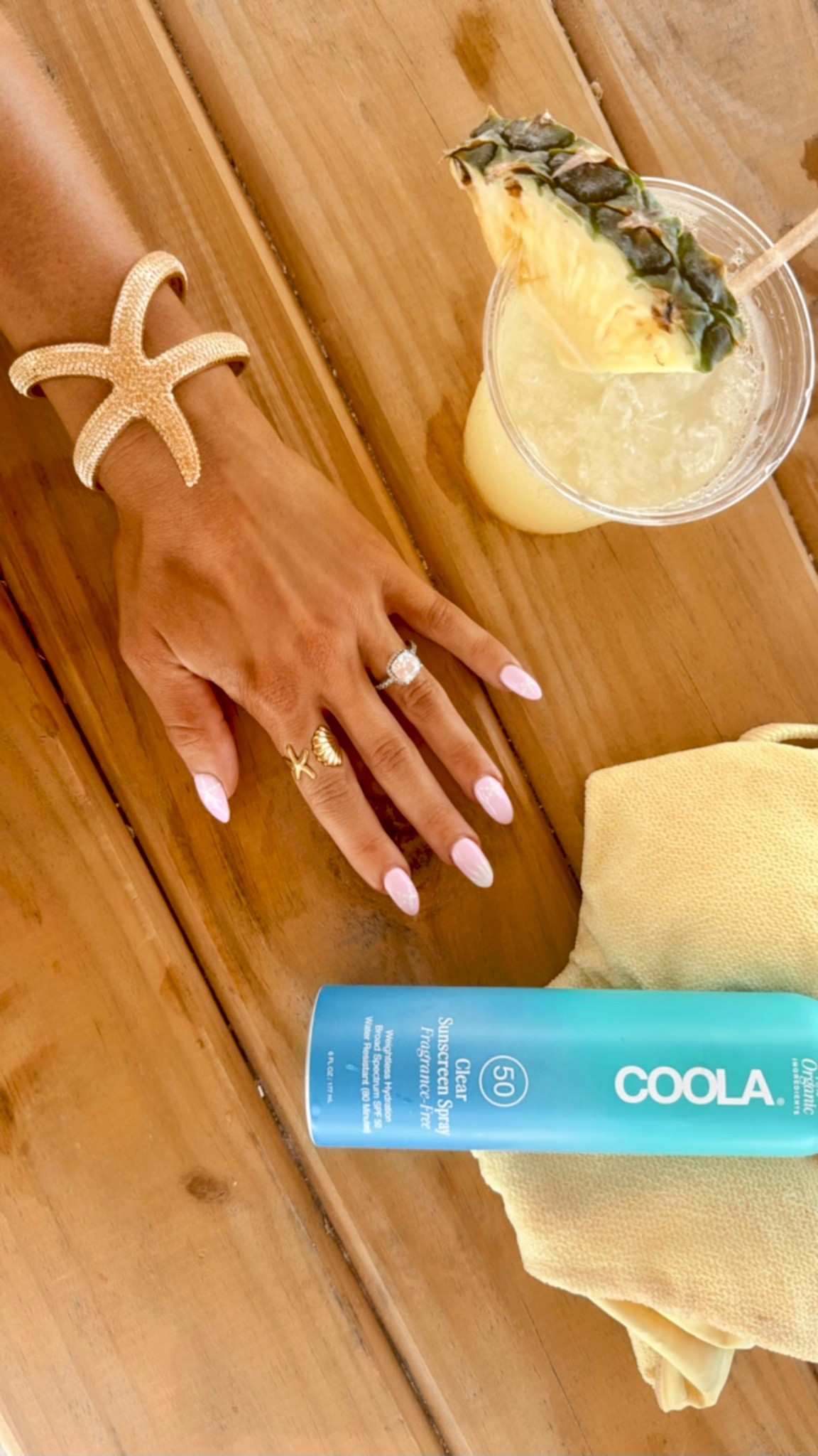 This starfish gold bracelet has a matching necklace + earrings- the perfect accessories for your summer outfit, beach vacation, pool day, or resort look. Don’t forget to protect your skin with organic sunscreen  