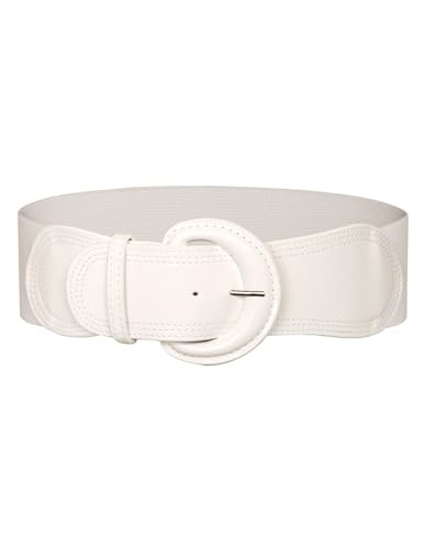 GRACE KARIN Plus Size Belts for Women Vintage Stretch Leather Belt for Dresses with Buckle White XL | Amazon (US)