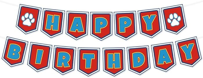 Cartoon Dog Paw Happy Birthday Banner- Cute Birthday Decorations for Boys, Cartoon Themed Happy B... | Amazon (US)