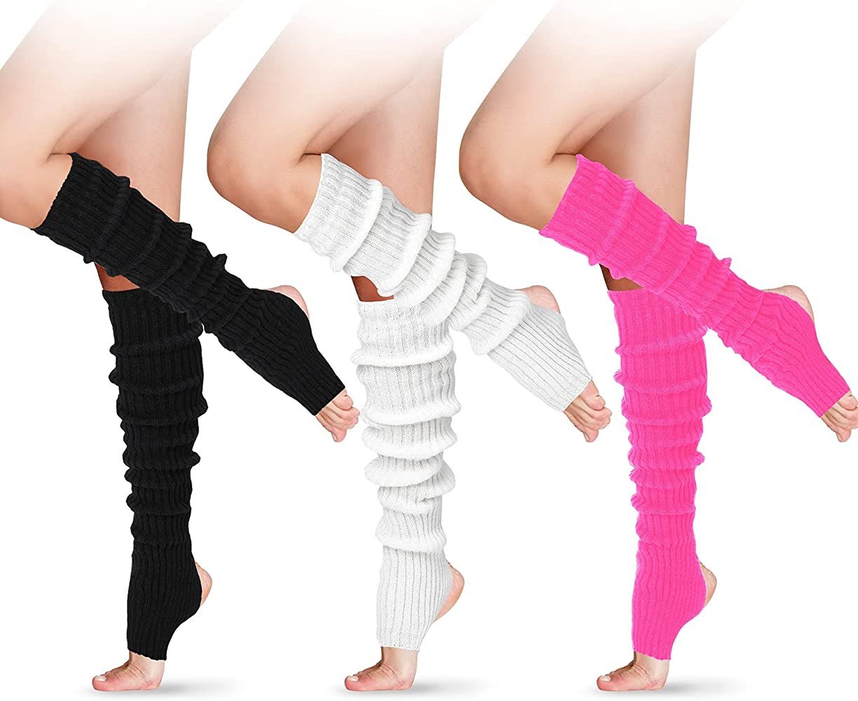 SATINIOR 3 Pairs Women Winter Long Leg Warmers 24 Inch Over the Knee Ribbed Knit Leg Warmer for 8... | Amazon (US)