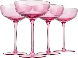 The Wine Savant Colored Coupe Glass | 7oz | Set of 4 Colorful Champagne & Cocktail Glasses, Fancy... | Amazon (US)