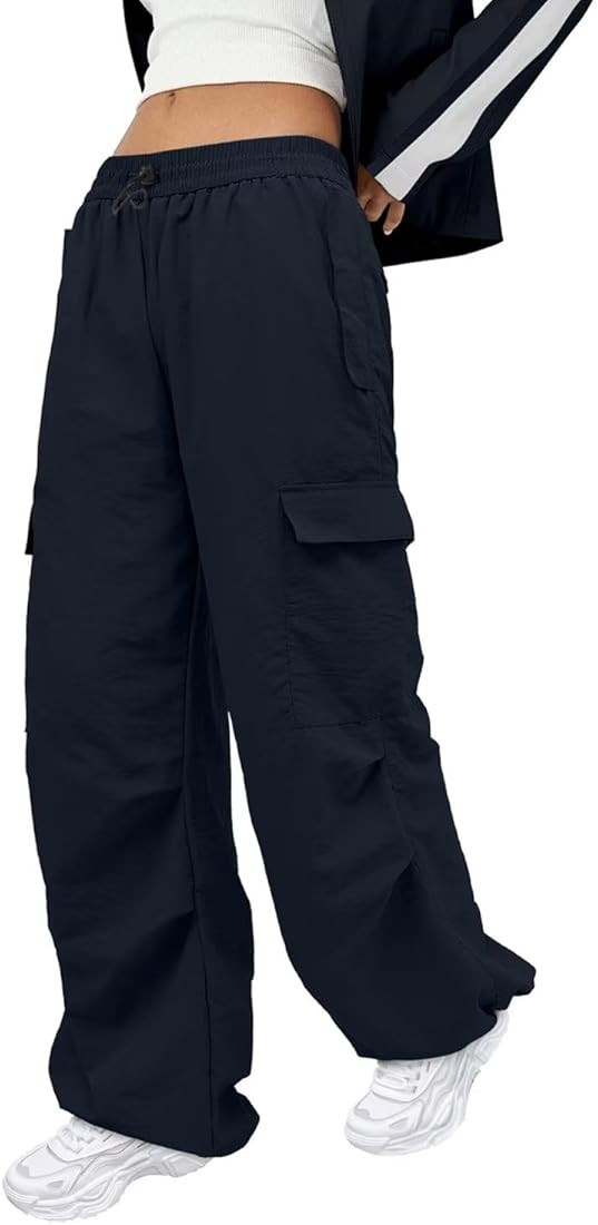 Parachute Pants for Women Cargo Pants Womens Baggy Low Waist Y2K Pants with Pockets Relaxed Jogge... | Amazon (US)