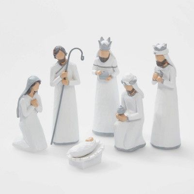 7pc Nativity Set White Decorative Figurine Set - Wondershop™ | Target