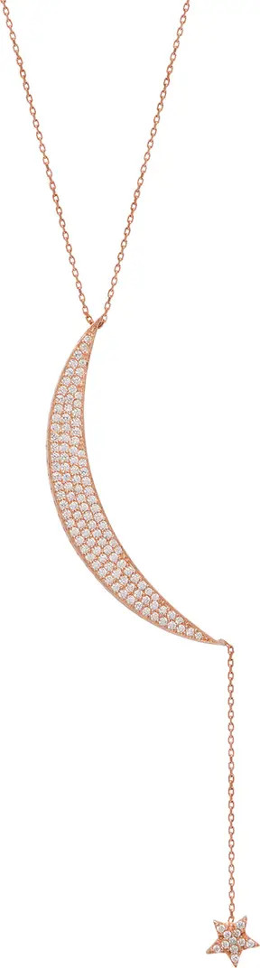 Gold Vermeil Pave CZ Crescent Moon & Star Pendant Necklace | Nordstrom Rack