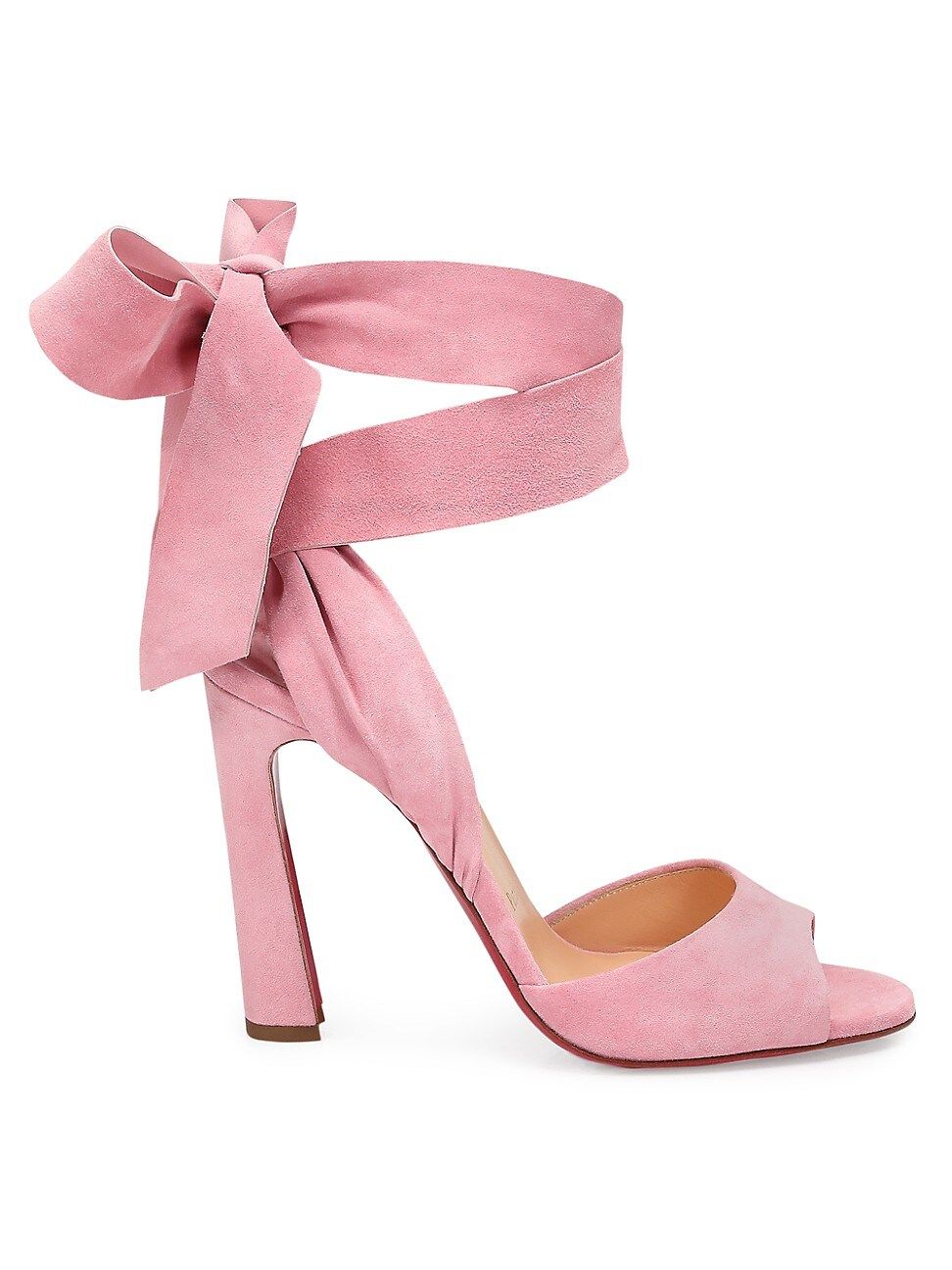 Christian Louboutin Women's Rose Amelie Ankle-Tie Suede Sandals - Soupir - Size 7 | Saks Fifth Avenue