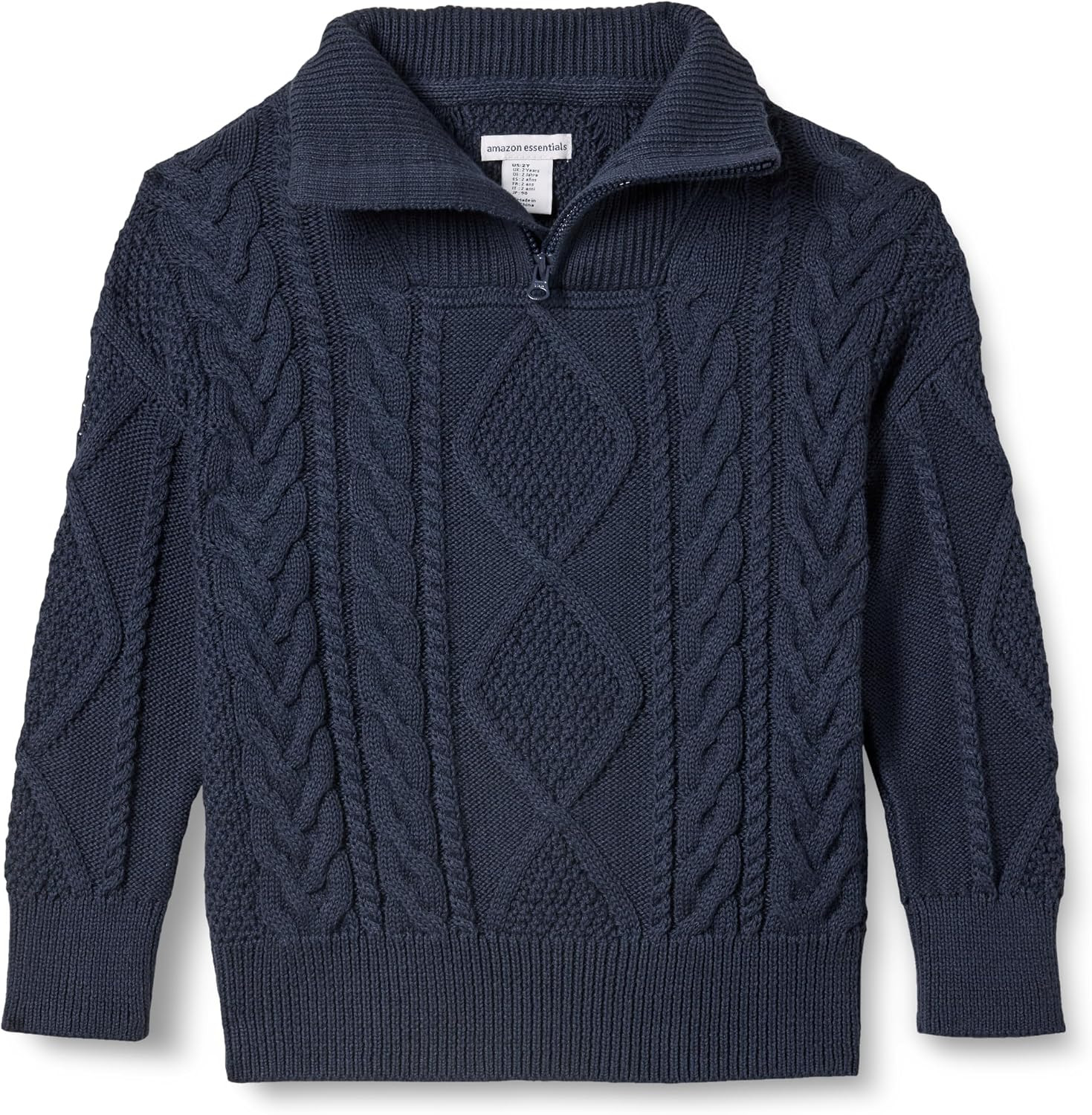 Amazon Essentials Boys and Toddlers' Quarter-Zip Cotton Cable-Knit Relaxed-Fit Sweater | Amazon (US)