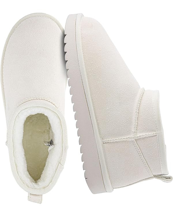 CUSHIONAIRE Hip-3 Genuine Suede Leather Ankle Boots for Women – Pull On Cozy Faux Fur Boots Wom... | Amazon (US)