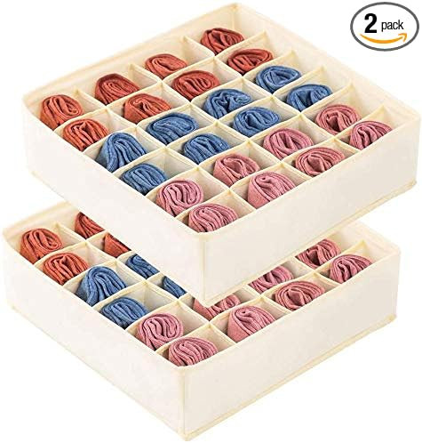 2 Pack Drawer Organizer Divider, 24 Cell Collapsible Closet Cabinet Organizer Underwear Storage B... | Amazon (US)