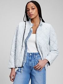Quilted Chambray Bomber Jacket | Gap Factory