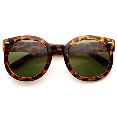 zeroUV - Womens Plastic Sunglasses Oversized Retro Style with Metal Rivets (Havana Green) | Amazon (US)