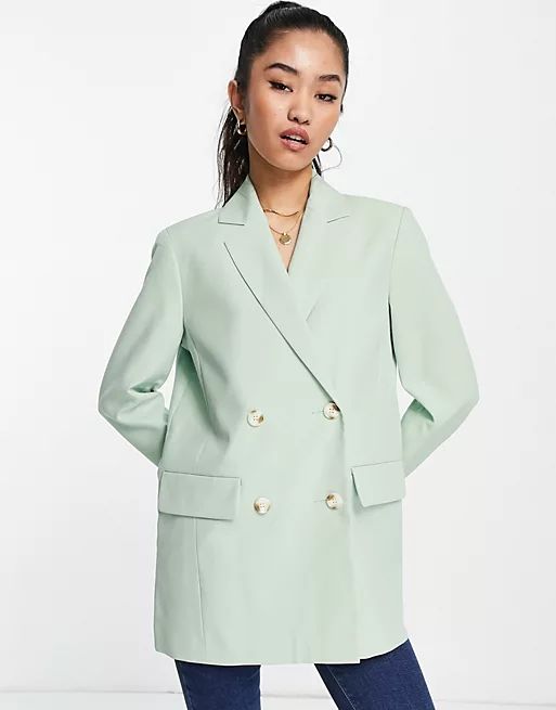 Miss Selfridge oversized blazer in sage green - part of a set | ASOS (Global)