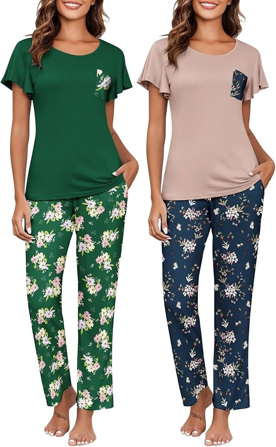 Ekouaer Pajamas for Women Set 2 Piece Comfy Loungewear, Lightweight Pjs Sleepwear, Short Sleeve T... | Amazon (US)