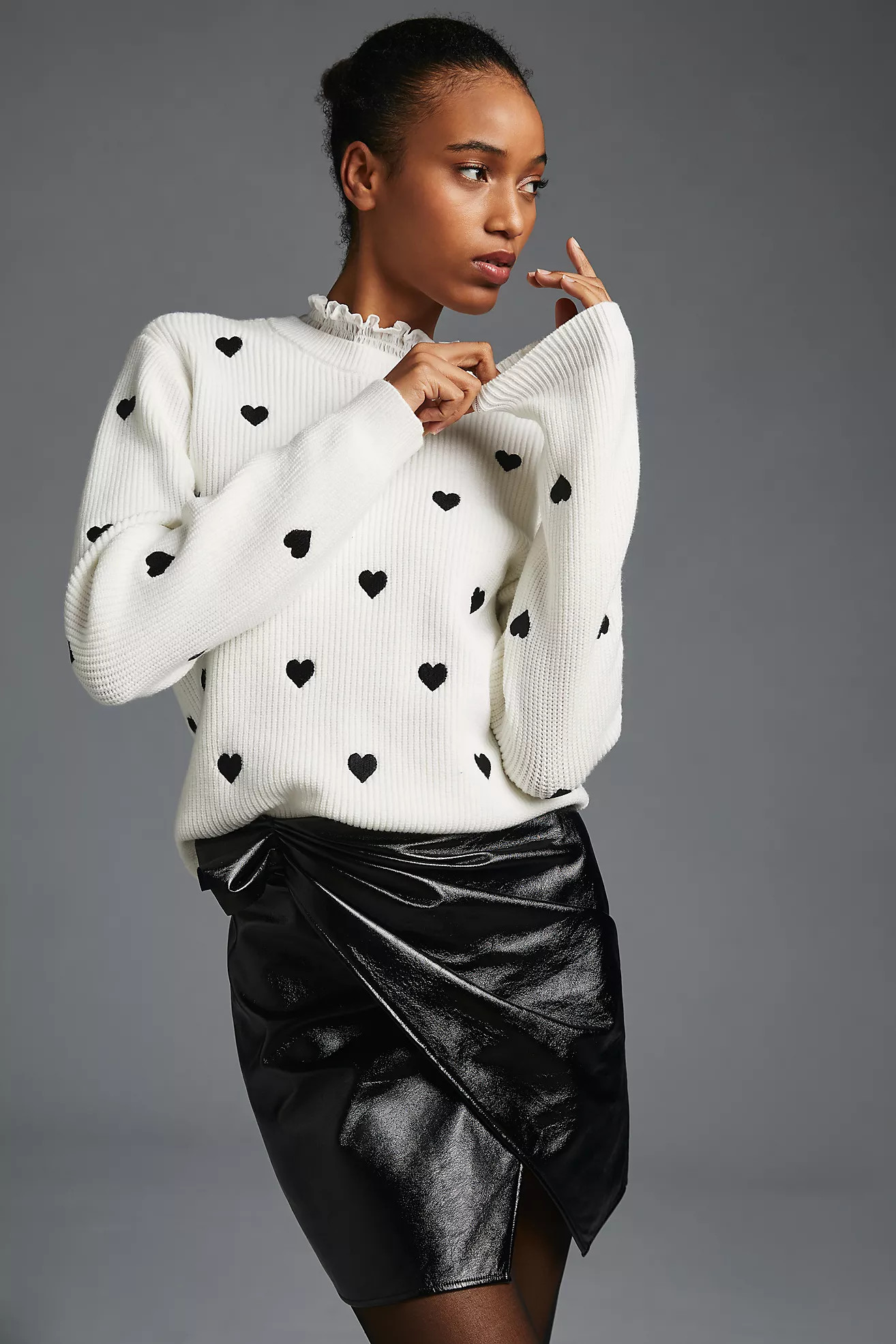 By Anthropologie Ruffled-Collar Embroidered Sweater | Anthropologie (US)