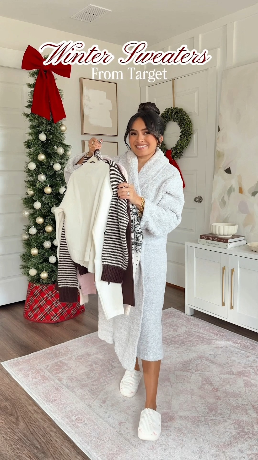 Target Sweaters!
For reference: I’m 5’0, 32b bra size, and 2/26 in bottoms, pear shaped. 
*Everything I share is unaltered! TTS means true to size. Between size 5-6.6 in shoes

Burgundy stripe sweater (looks more brown in person) size xs TTS
Flare jeans in midnight size 26, 30” TTS
Dark brown leather boots size 5.5

Black bow cardigan sweater size xs TTS
Black silk maxi skirt size xs TTS
Rhinestone heels - old, similar linked

Dark brown rhinestone sweater size xs TTS
Black high rise loose jean size 26 short TTS
White tee size xs petite TTS
Rhinestone heels - old, similar linked

Light pink heart button sweater size xs TTS
White tee size xs petite TTS
90’s relaxed jean in medium marble size 26 short TTS
Tan adobe color flats size 5 TTS

Cream sweater size xs TTS
Black drawstring pant size xs short TTS
Black loafers size 5 TTS




target sweaters
target winter outfits
petite target outfits
affordable winter outfits
cozy sweater outfits
everyday winter outfits
target fashion finds
petite sweater outfits
casual winter style
target knit sweaters
work to weekend outfits
budget friendly outfits
winter outfit ideas
target capsule wardrobe
petite fashion inspo
Rachel Miranda Blog
Honeysweetpetite

#LTKSaleAlert #LTKPetite #LTKFindsUnder50