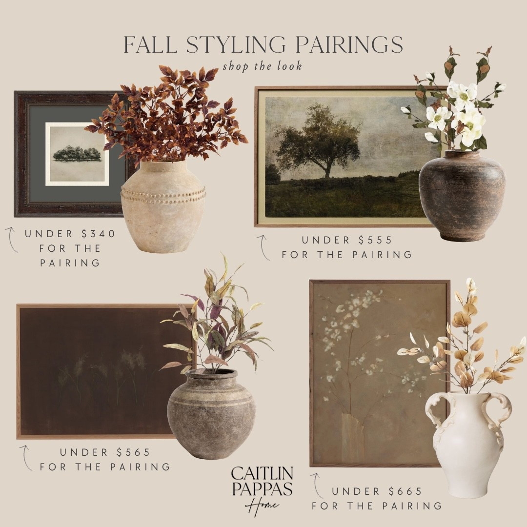 Fall styling with pretty seasonal wall art, fall stems, and flower vases. 🤎 I love these moody wall art finds and they’re perfect for the autumn and winter season.

#LTKSeasonal #LTKHome