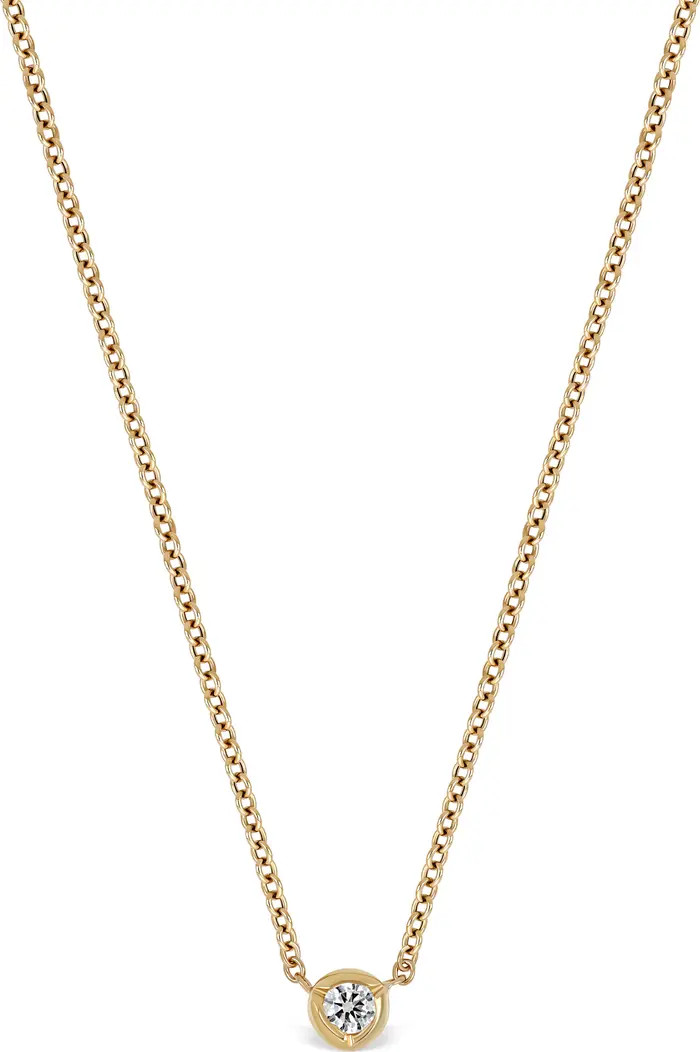 Petite Bezel Diamond Solitaire Necklace | Nordstrom