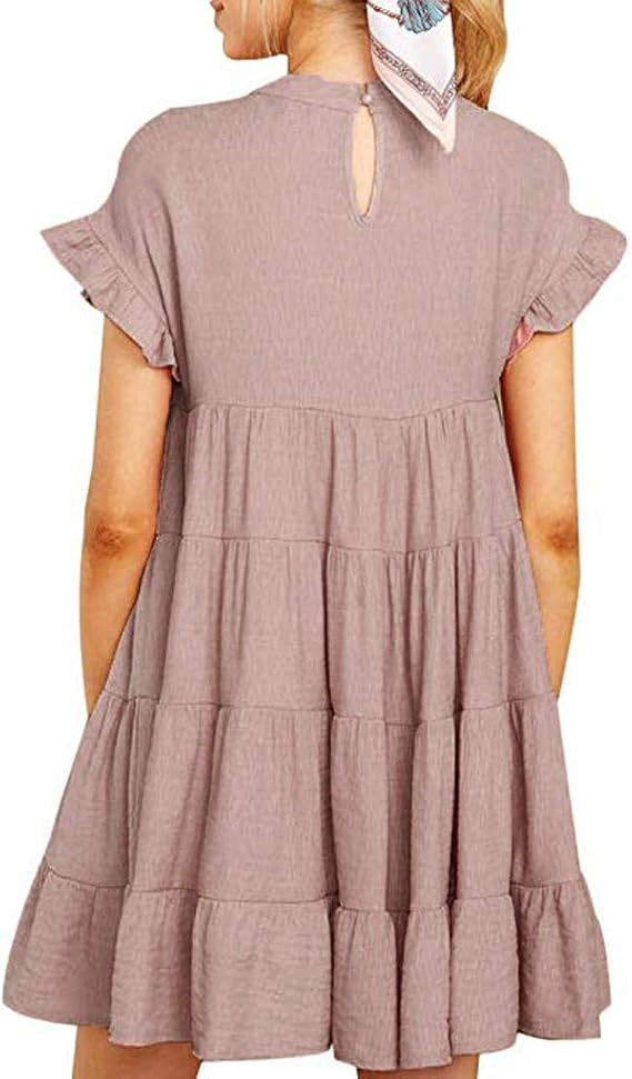 AIEason Women's Casual Summer Ruffle Babydoll Loose Mini Dress | Amazon (US)