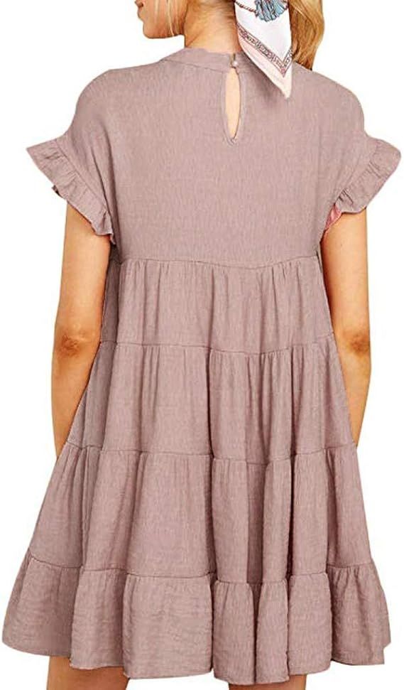 AIEason Women's Casual Summer Ruffle Babydoll Loose Mini Dress | Amazon (US)