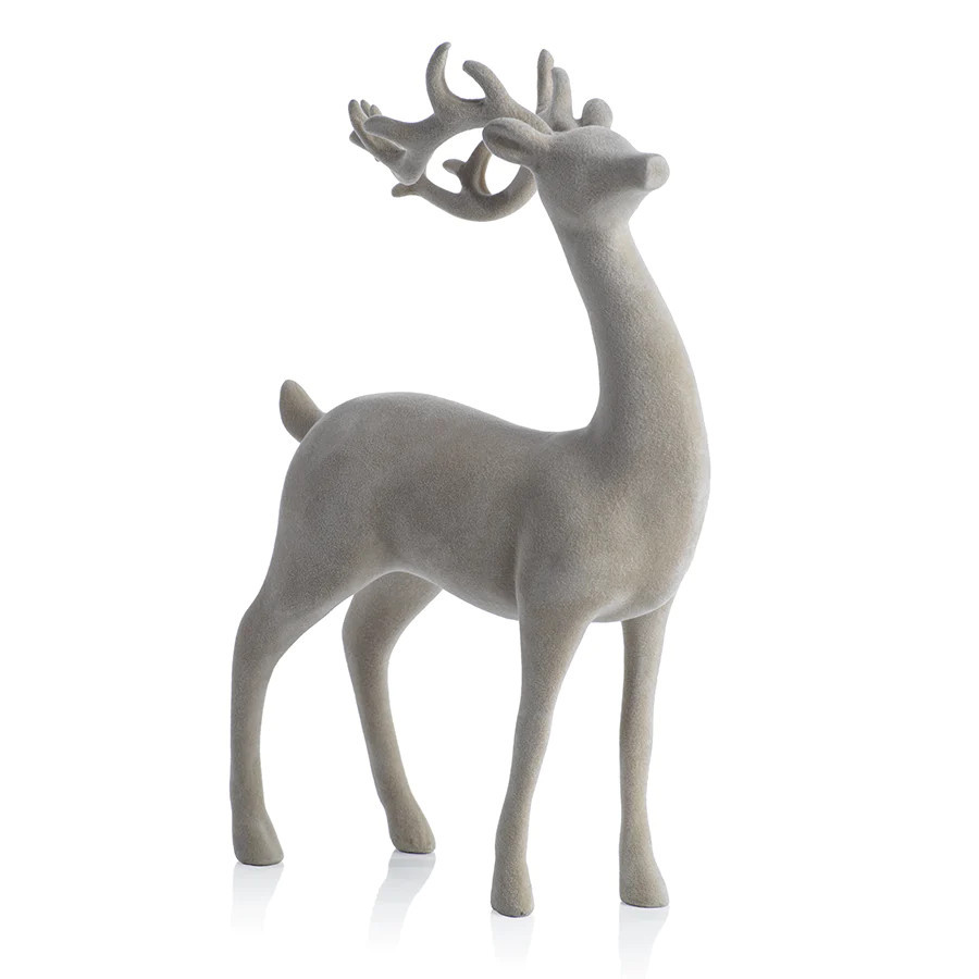 Flocked Standing Deer - Natural | Burke Decor