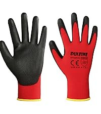 DULFINE Safety Work Gloves for Men PU Coated 12 Pairs Bulk Pack,Hi-Vis Yellow Seamless Knit Glove... | Amazon (US)
