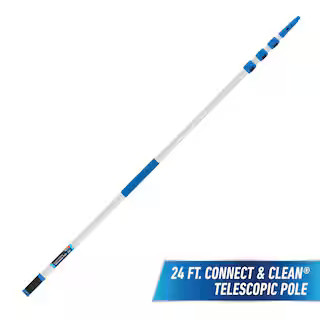 24 ft. Aluminum Telescoping Pole with Connect and Clean Locking Cone and Quick-Flip Clamps | The Home Depot