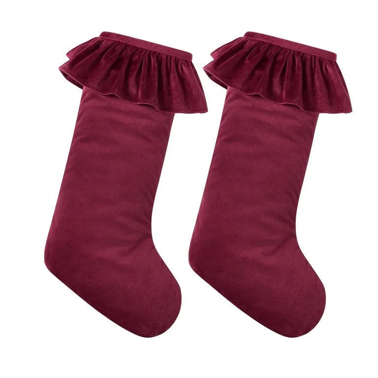 My Texas House Ruffle Red Velvet Christmas Stockings, 20&quot; x 10&quot; (2 Count) | Walmart (US)