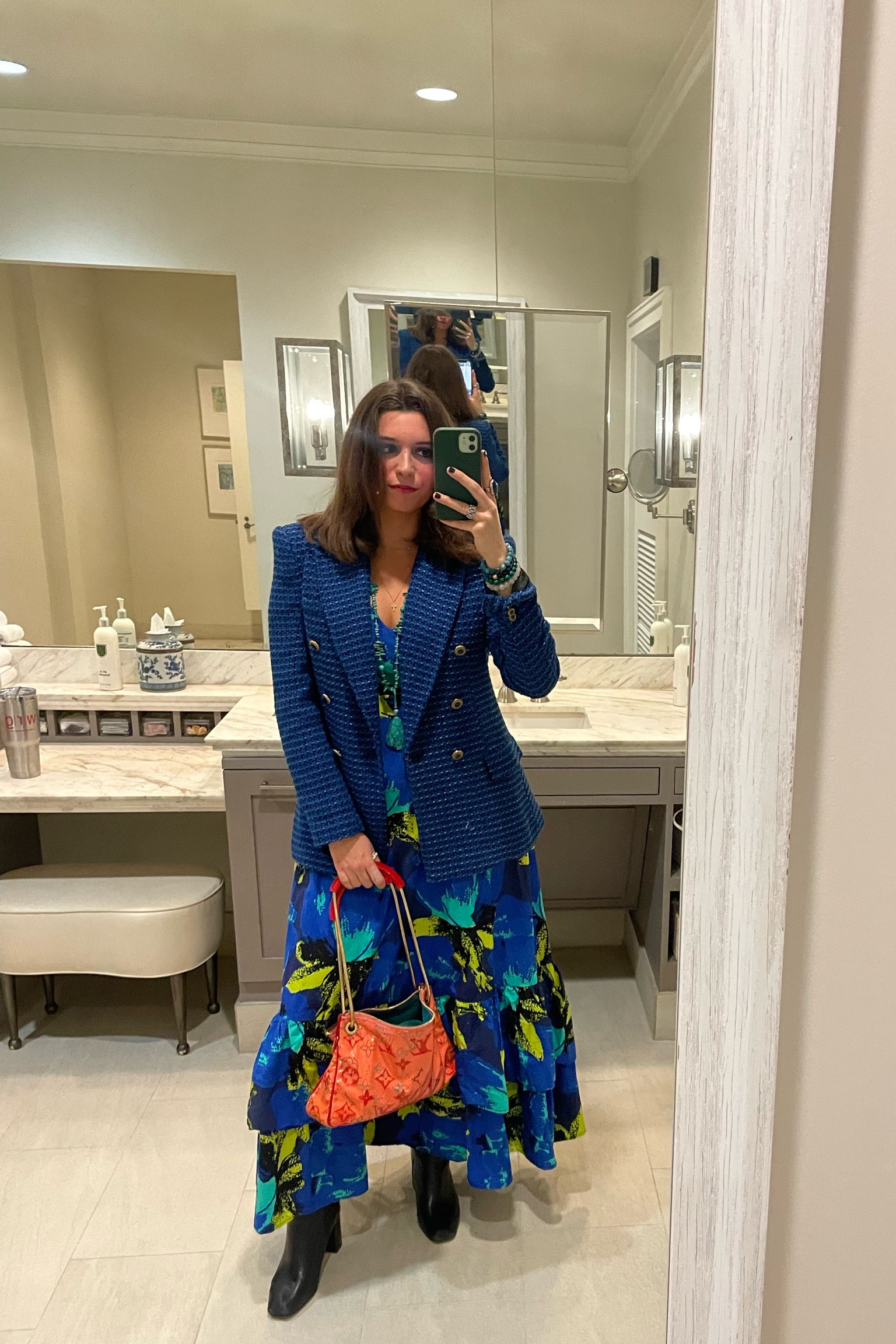 ⭐️Monday’s fit for an after work party in the Dallas Design District. My inspiration is from Iris Apfel. I inherited this amazing Christopher John Rogers dress from and old co worker and bought this Zara blazer second hand. This one of a kind Louis Vuitton bag was also bought second hand years ago. If you live in Dallas go to Clothes Circuit!👠👛

#LTKworkwear #LTKshoecrush #LTKstyletip