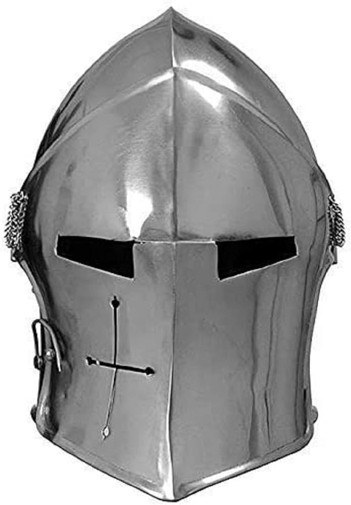 Medieval Barbute helmet| Visored Brushed Steel Knights Armory Templar Crusader's Helmet | Amazon (US)