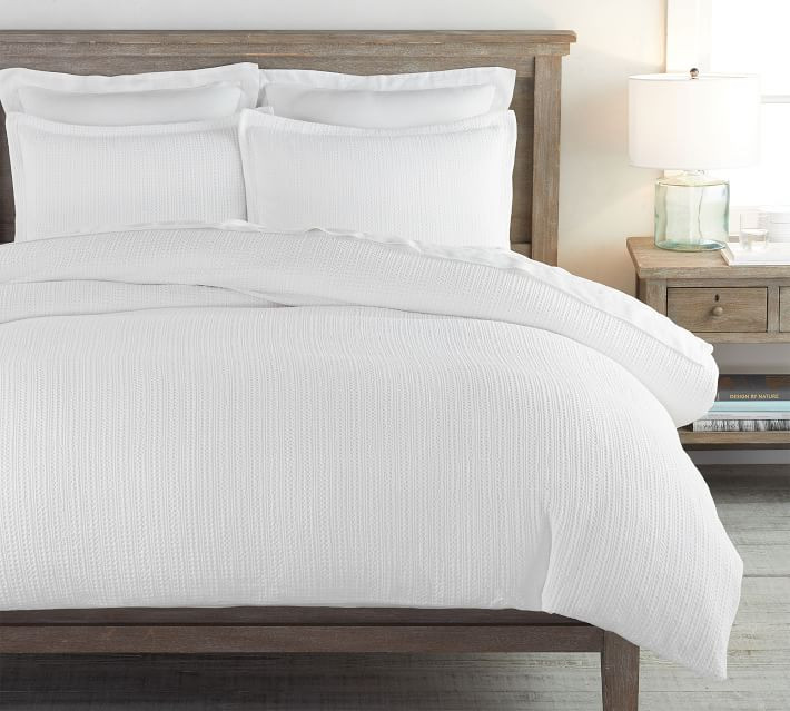 Honeycomb Cotton Duvet Cover & Shams - White | Pottery Barn (US)