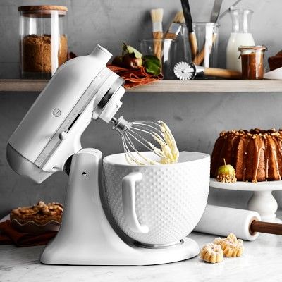 KitchenAid Artisan White Mixer with Hobnail Bowl | Williams-Sonoma