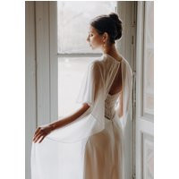 Sheer Silk Chiffon Bridal Cape - Off White Wedding Shawl | Etsy (US)