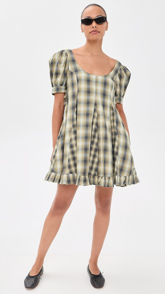 Sabina Check Mini Godet Dress | Shopbop