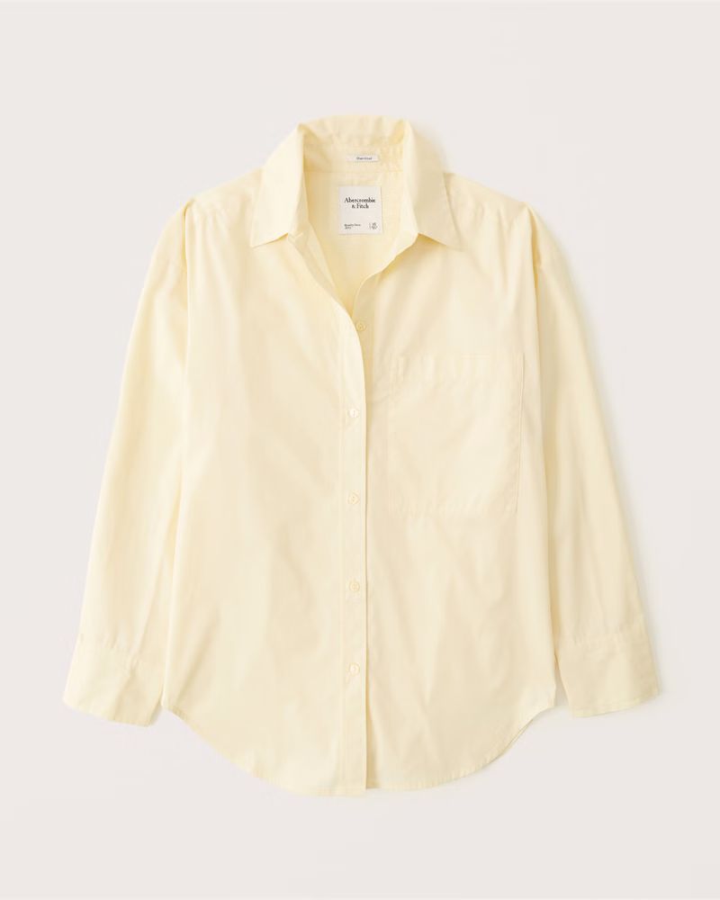 Oversized Poplin Button-Up Shirt | Abercrombie & Fitch (US)