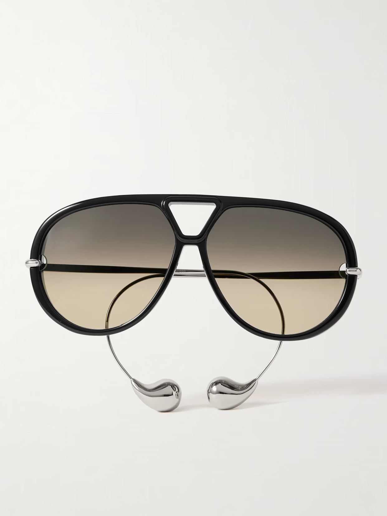 BOTTEGA VENETA EYEWEAR - Aviator-style Acetate And Silver-tone Sunglasses - One size | NET-A-PORTER (US)