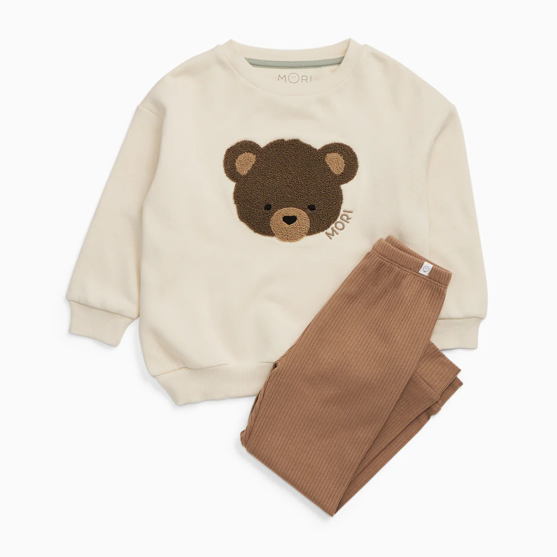 Bear Oversized Sweatshirt & Ribbed Leggings Outfit | Baby Mori