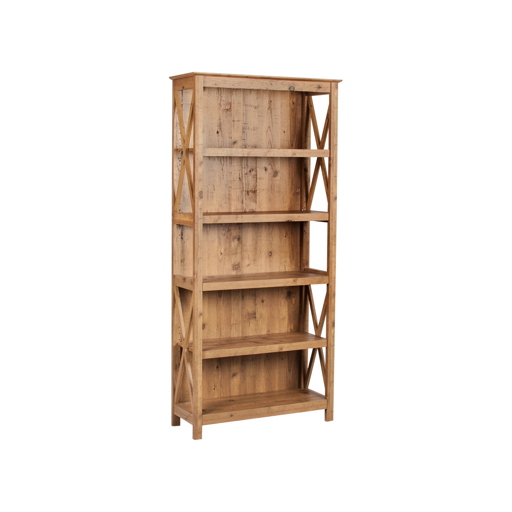 Saint Birch Houstin Rustic brown Particleboard 5 -Shelf Bookcase ( 33-in W x 71-in H x 12.5-in D ) Finished | SBAS3102BKRB | Lowe's