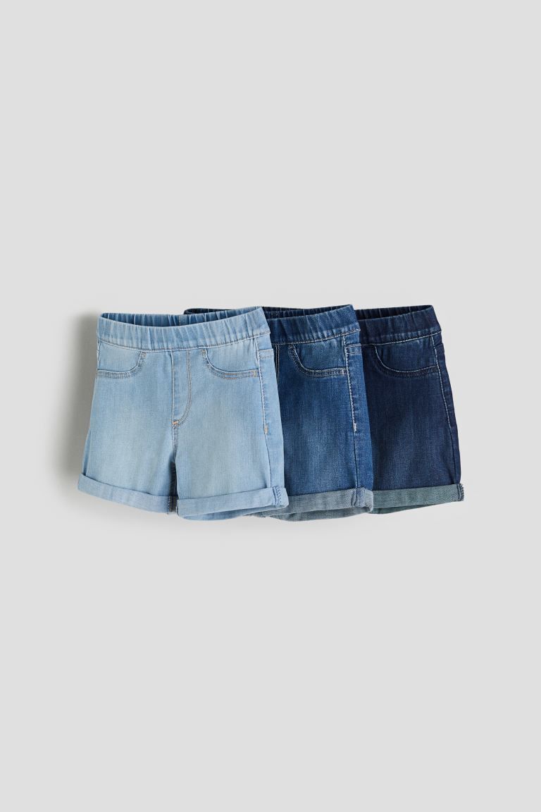 3-pack Denim Shorts - Denim blue/dark denim blue - Kids | H&M US | H&M (US + CA)