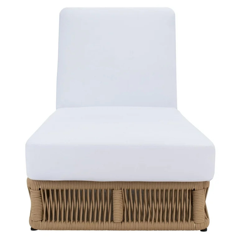 SAFAVIEH Gillian Outdoor Patio Sunlounger, Tan/White | Walmart (US)