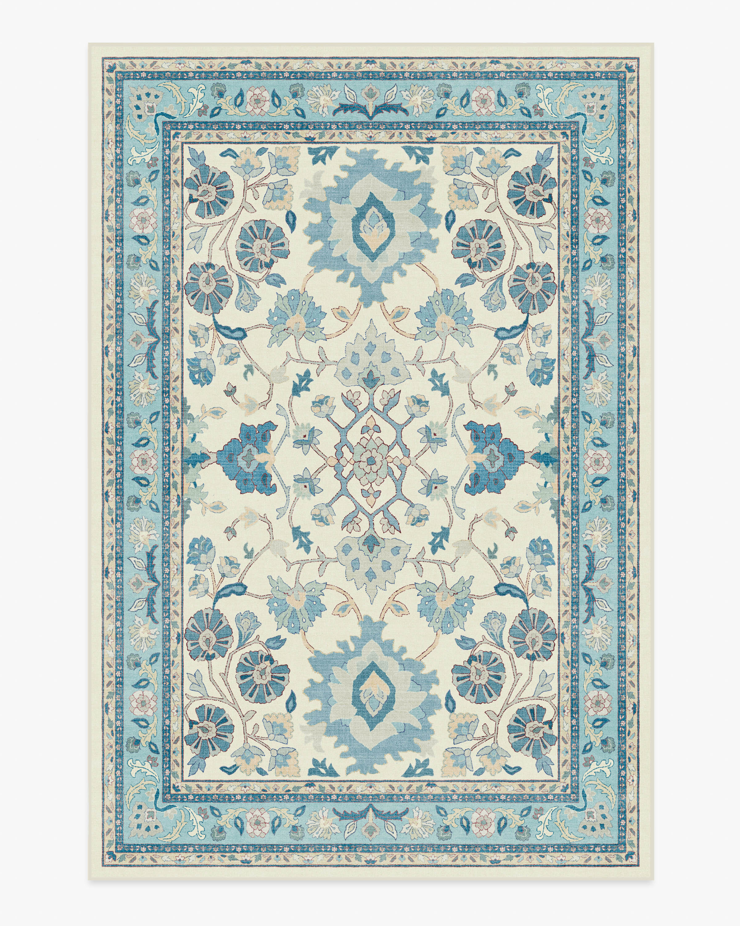 Calabria Cream & Light Blue Rug | Ruggable US | Ruggable